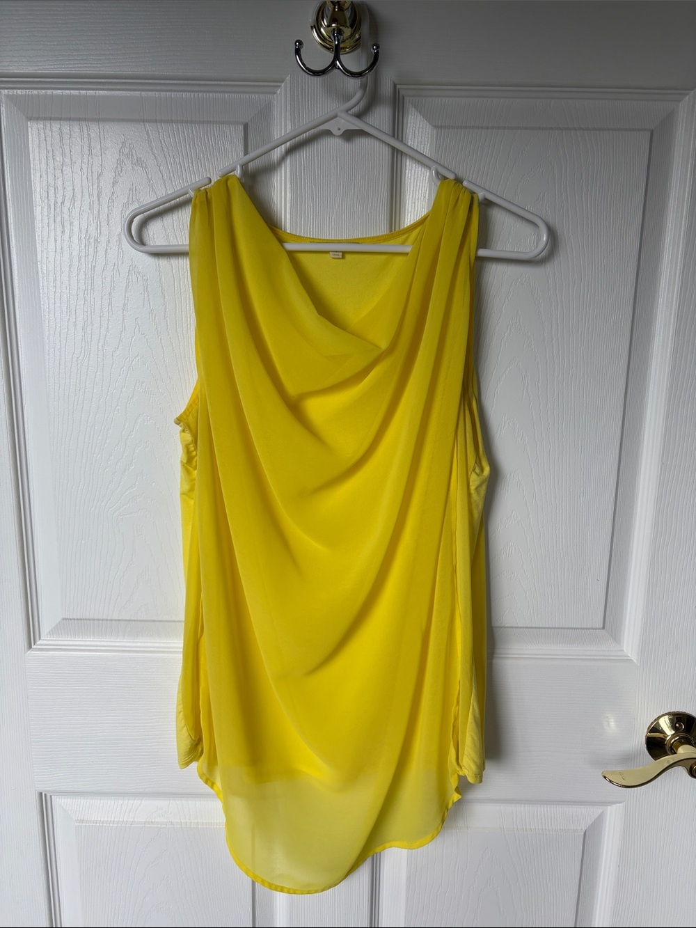 Gianni Bini Yellow Draped Sleeveless Tank Top